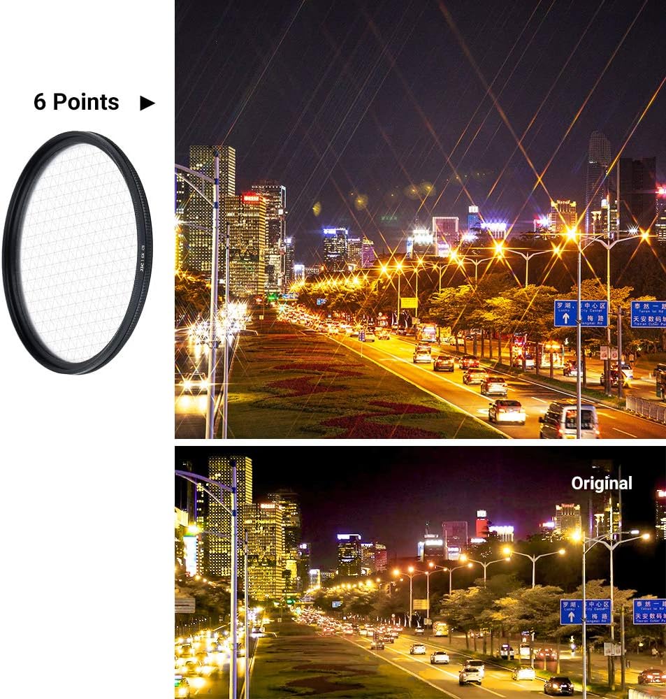 JJC 67 mm optisches Glas mit variablem Sternfilter-Set (4 Punkte, 6 Punkte und 8 Punkte) für Canon E