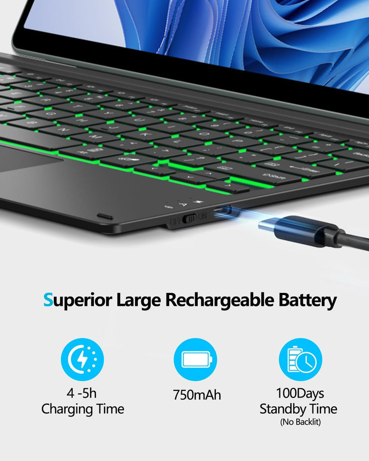 ORDA Surface Pro 7 Tastatur, Kompatibel mit Surface Pro 7+/7/6/5/4 mit Multi-Geste-Trackpad, 12.3 Zo