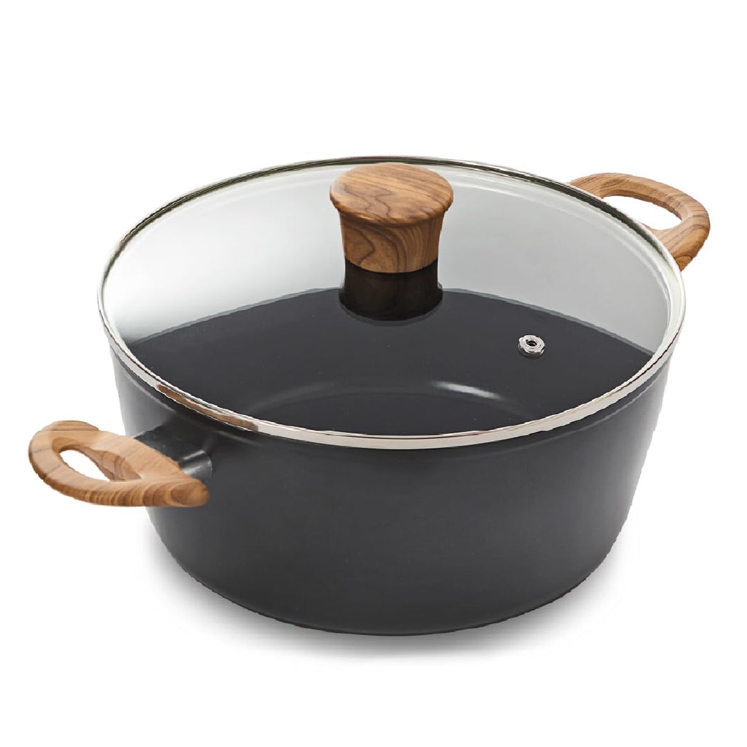 Blackmoor Suppentopf 24 cm mit Deckel aus gehärtetem Glas / Antihaft-Keramikbeschichteter Topf mit G
