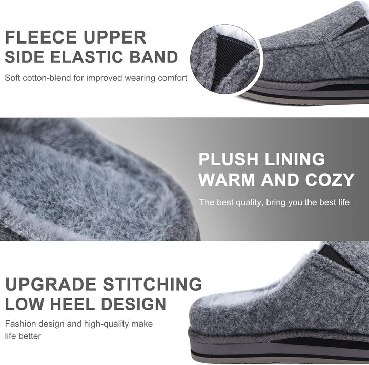 ONCAI Hausschuhe Herren Komfort Pantoffeln Plüsch Streifen Hüttenschuhe Wärme Cord Flauschig Slipper