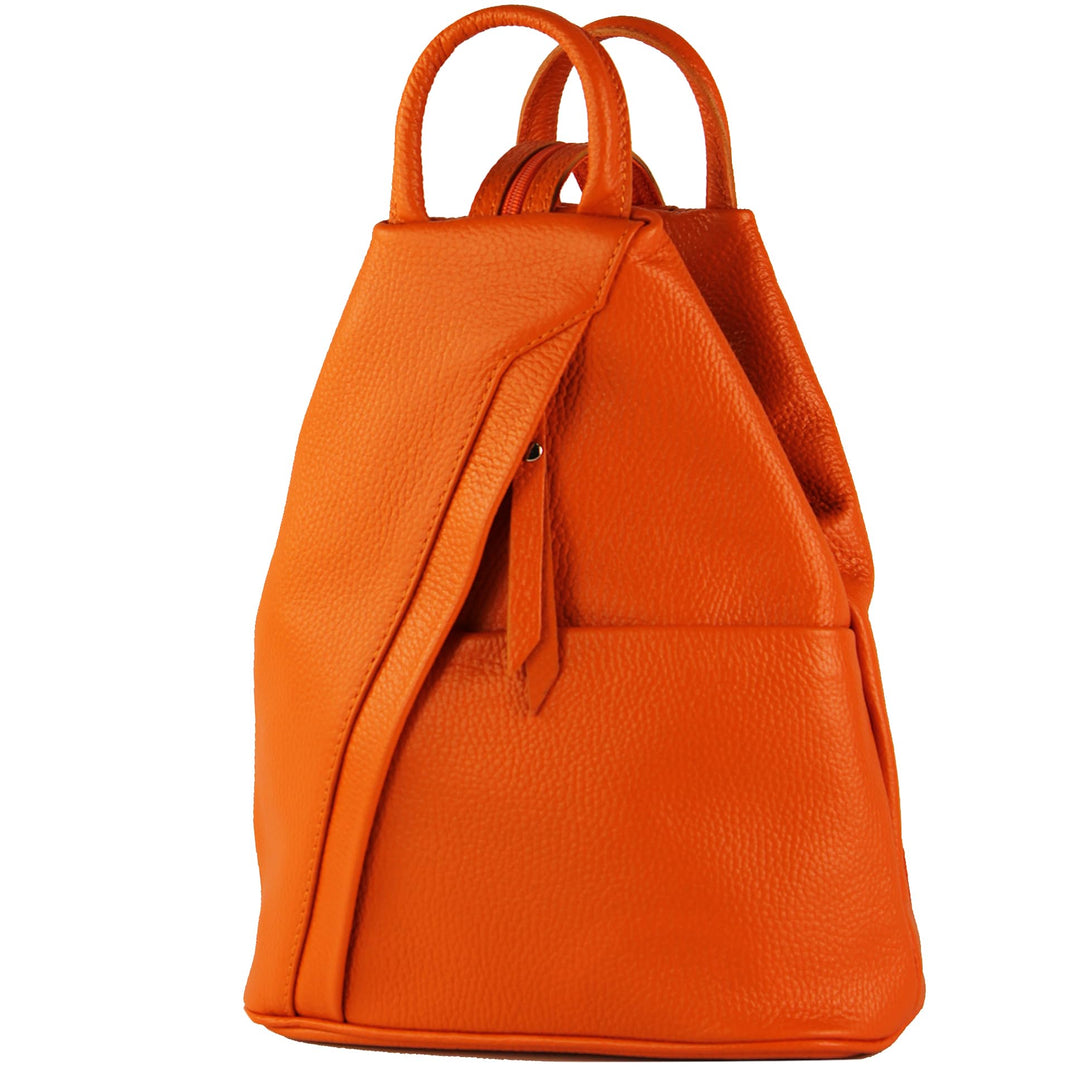 modamoda de T180 Damen Leder Rucksack Handtasche 2-in-1, handmade in Italy Orange, Orange