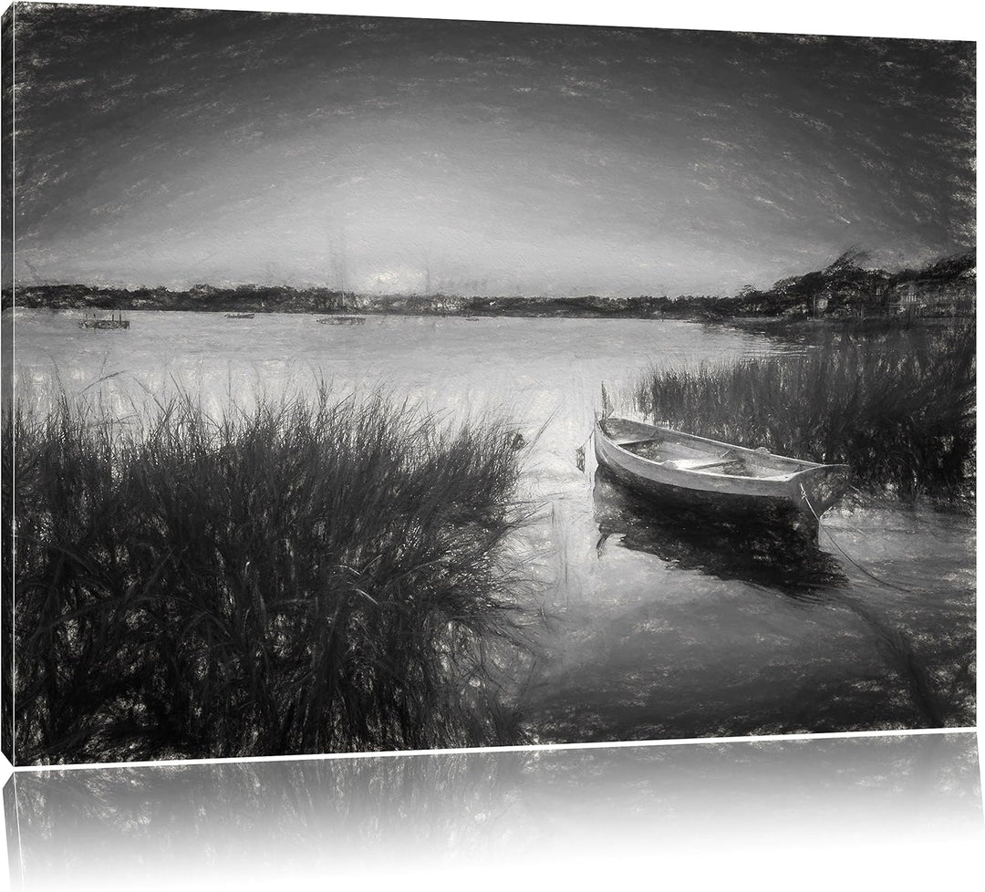 Pixxprint Segelschiffe an der Küste als Leinwandbild/Grösse: 100x70 cm/Wandbild/Kunstdruck/fertig be