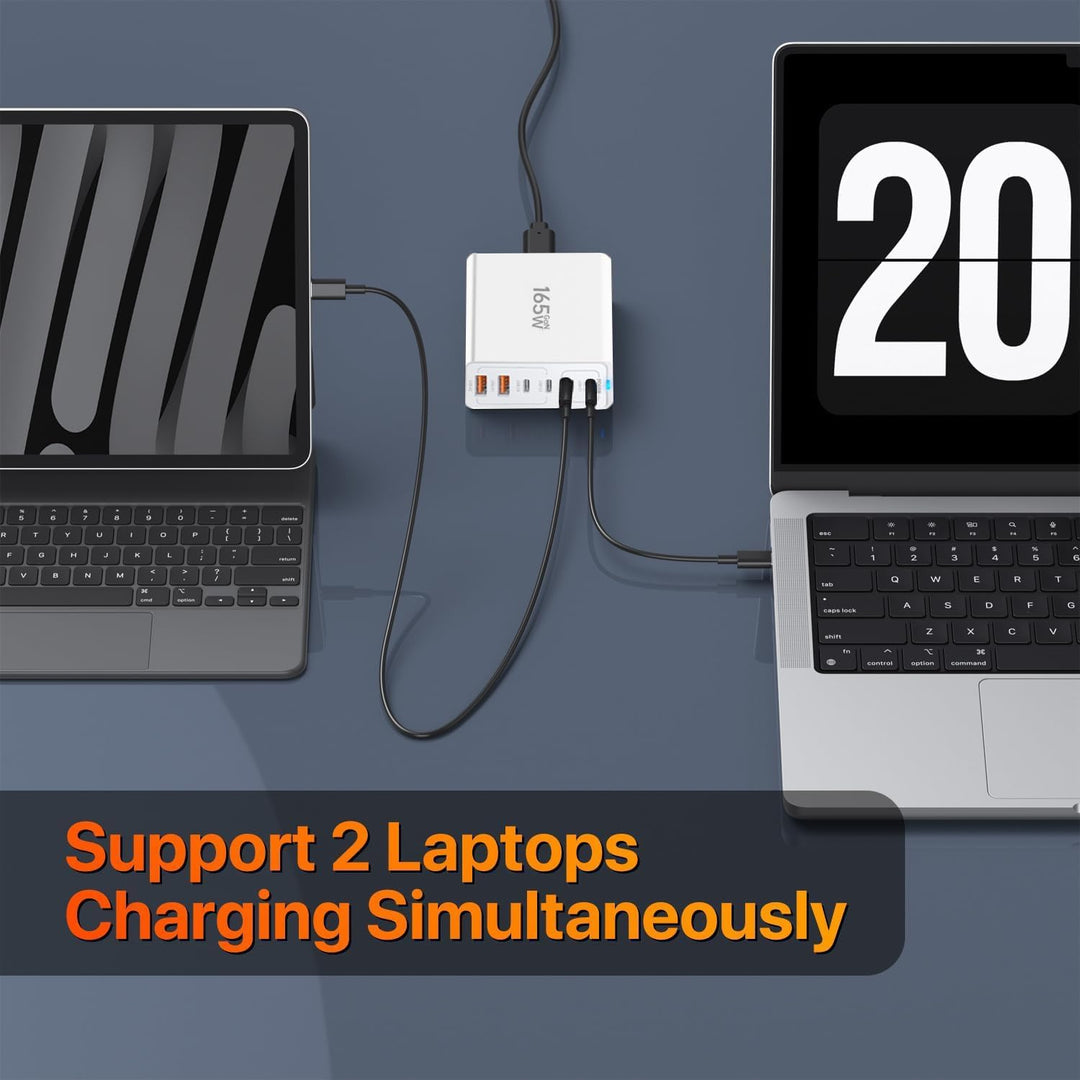 USB C Ladegerät Mehrfach, 165W 6 Port Ladegerät [4USB-C + 2USB-A] 65W Typ C Netzteil, USB C Ladestat