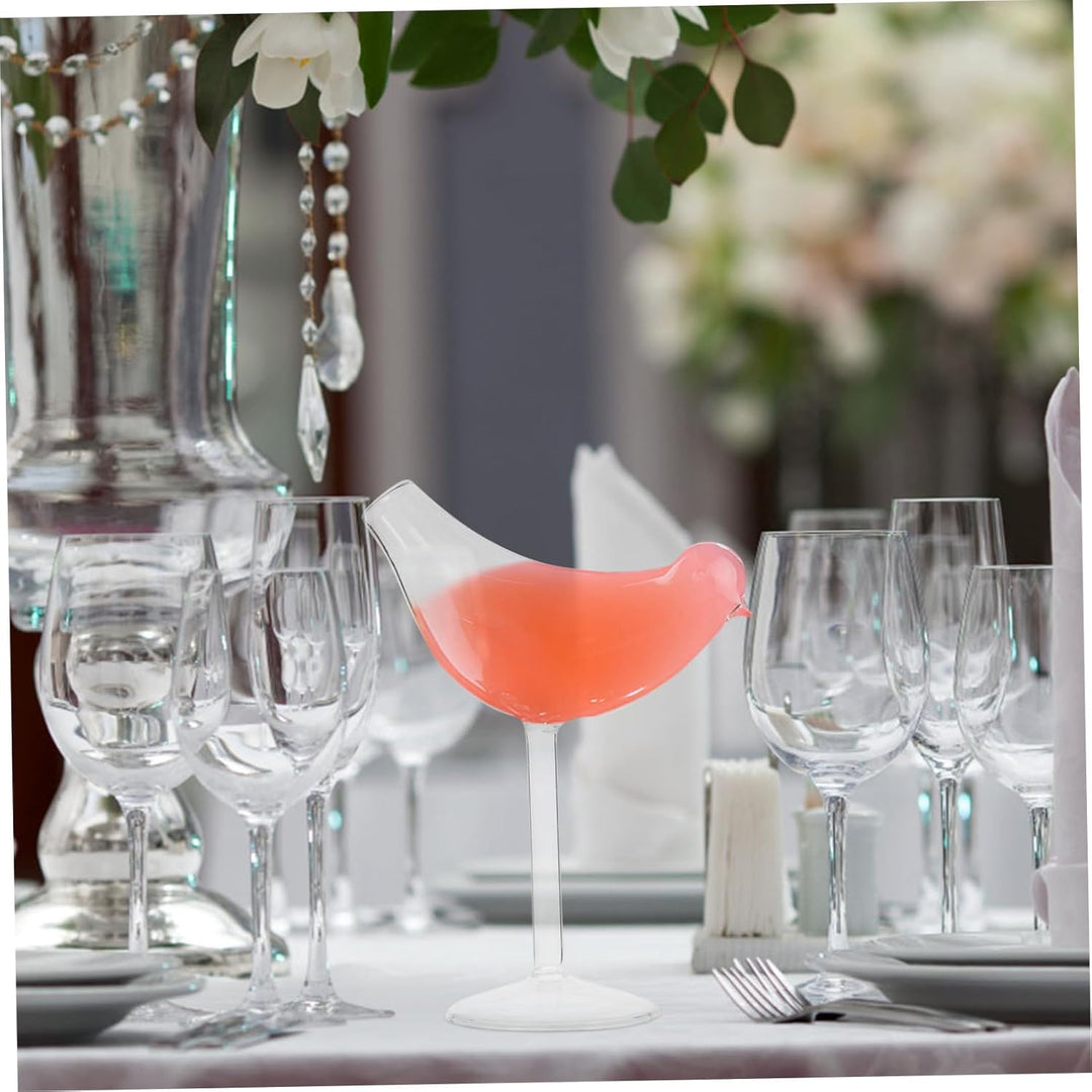 HEMOTON Weinflöten aus Glas, Vogelform, Cocktailglas, transparent, für Champagner, Wein, Trinkkelch,
