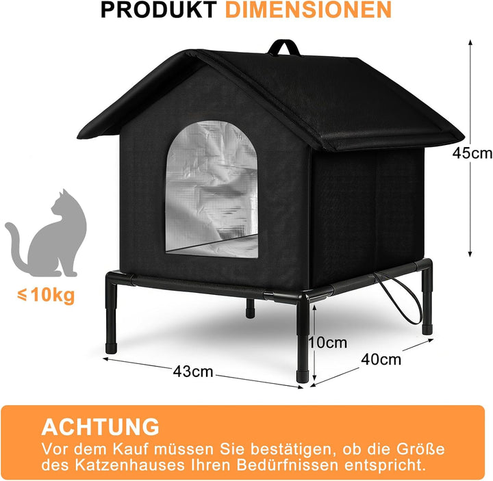 Katzenhaus Outdoor mit Erhöhten Design, Katzenhöhle für Draussen, Katzenhaus Für Draussen Wasserdich