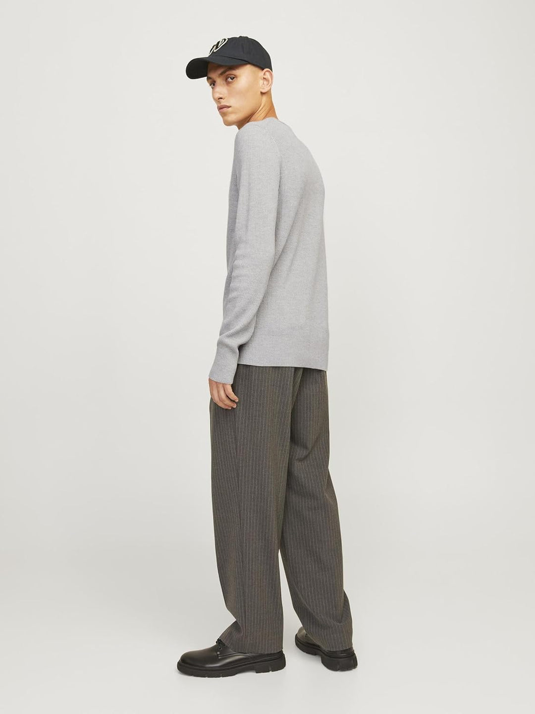 JACK & JONES Male Strickpullover Einfarbig Strickpullover XS Light Grey Melange, XS Light Grey Melan