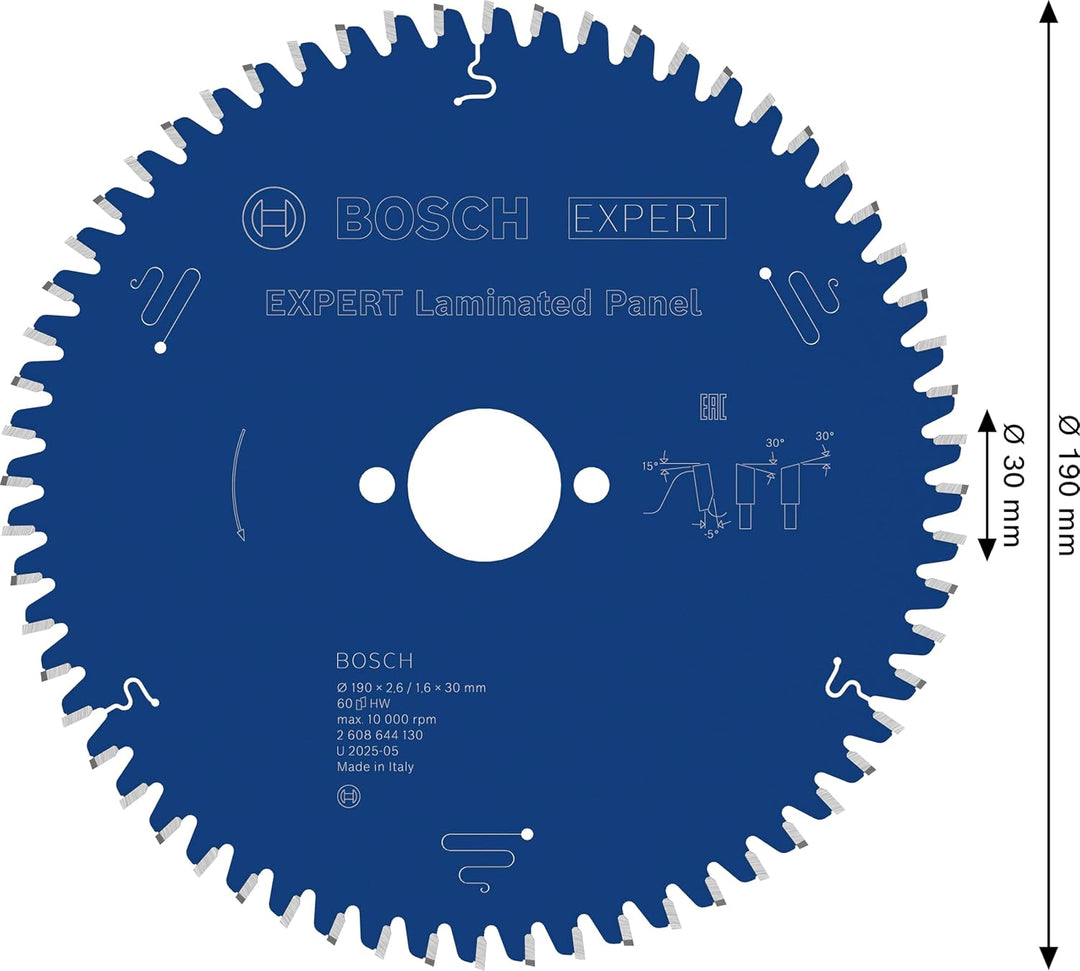 Bosch Professional 1x Kreissägeblatt Expert for Laminated Panel (Laminat, Sägeblatt Ø 190 x 30 x 2,6