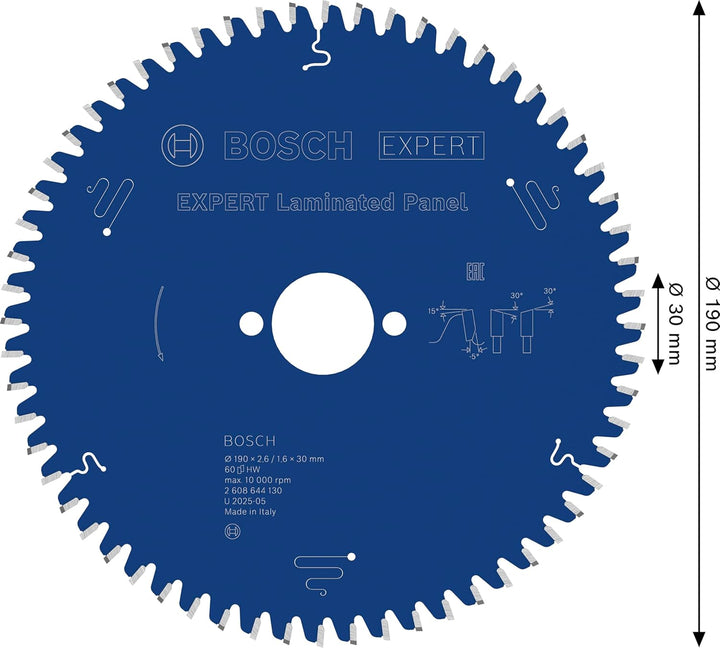Bosch Professional 1x Kreissägeblatt Expert for Laminated Panel (Laminat, Sägeblatt Ø 190 x 30 x 2,6