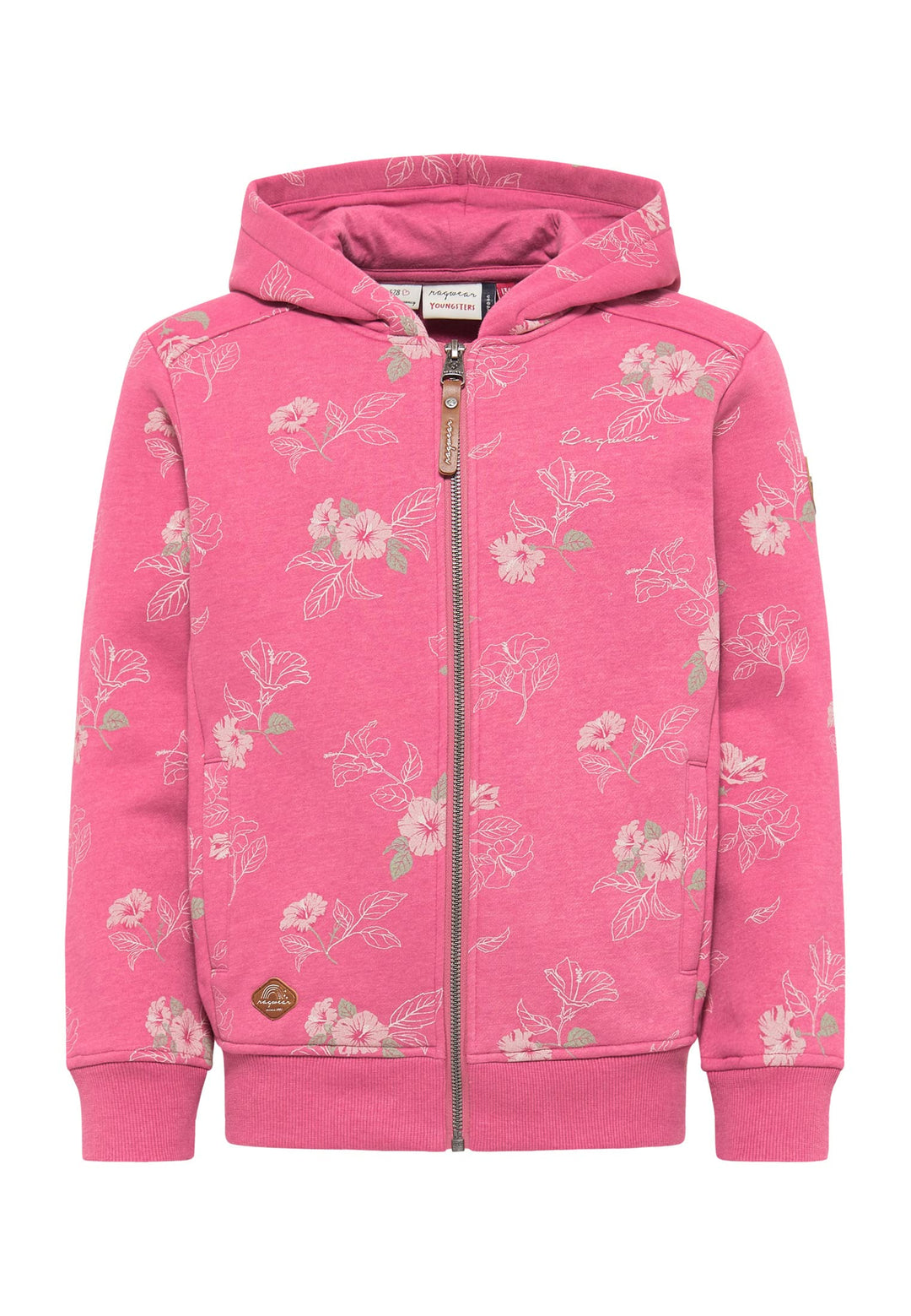 Ragwear THEA Flowers Zip Mädchen Sweatjacke mit Kapuze Cardigan Strickjacke Sweatshirt mit Blumen Mo