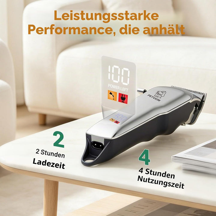 Profi Hundeschermaschine für langes und dickes Fell, leiser Hundehaarschneider mit LED-Display, kabe