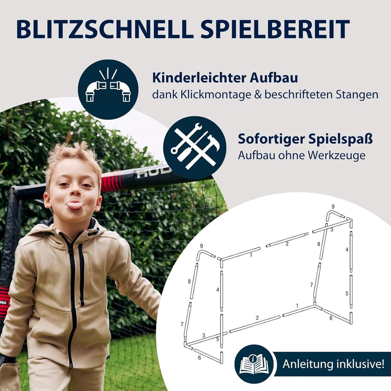 HUDORA Fussballtor Pro Tect - grosses Fussballtor für Kinder und Erwachsene - Schaumstoff ummantelte