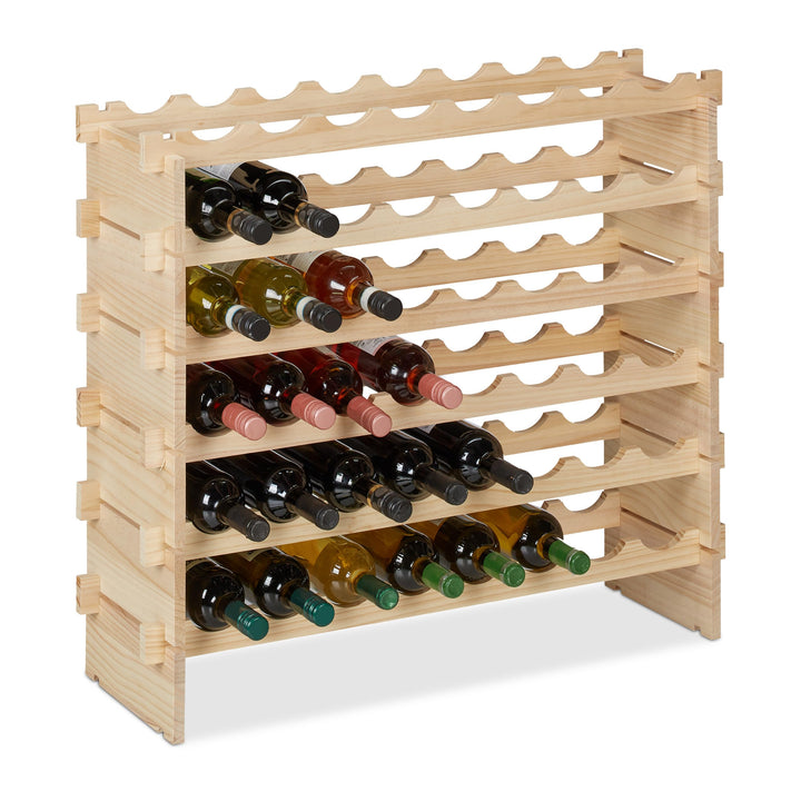 Relaxdays Weinregal, für 48 Weinflaschen, stapelbares Flaschenregal, HxBxT 73 x 82 x 25 cm, erweiter
