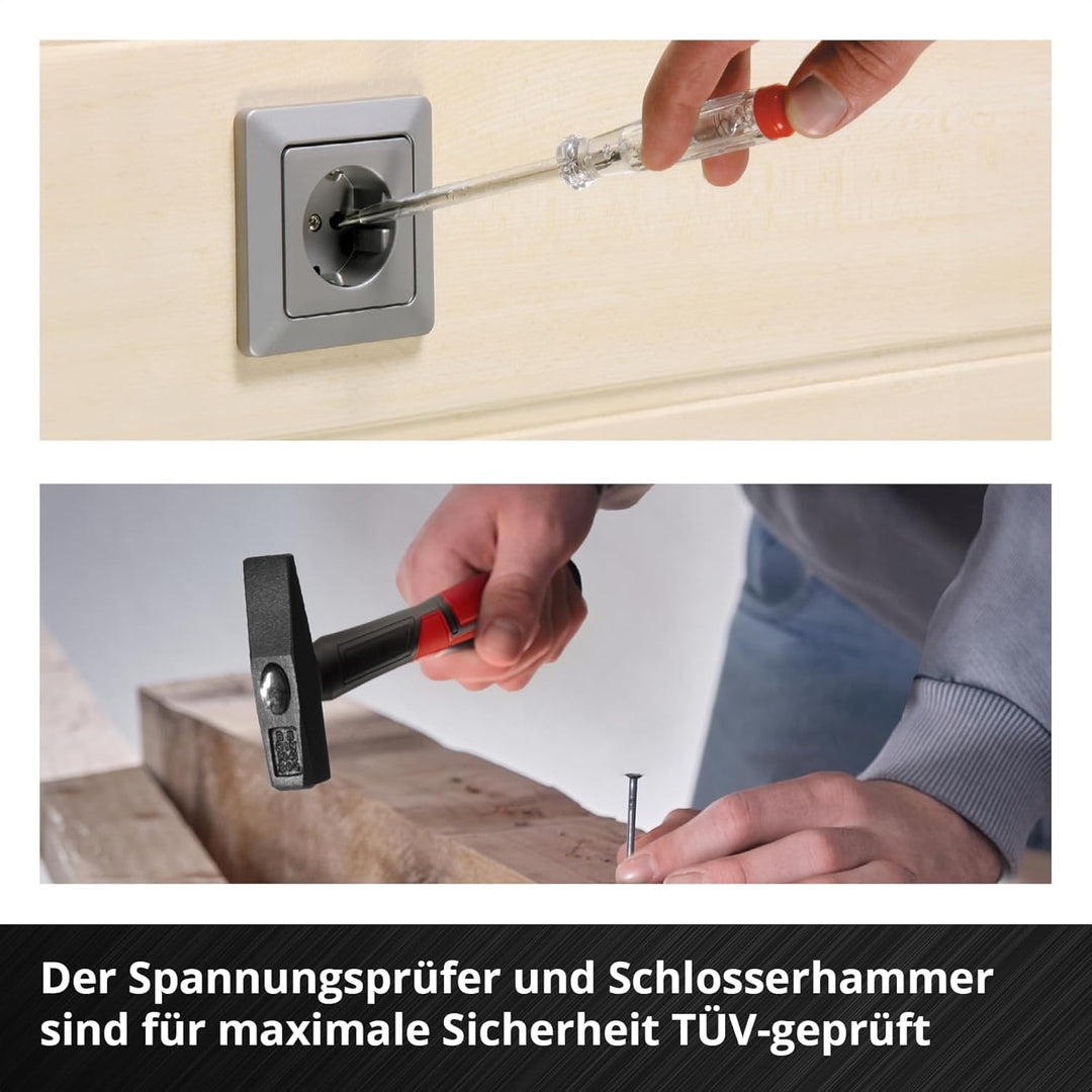 Original Einhell E-CASE 80-tlg. Werkzeugkoffer (Werkzeug-Set im robusten, stapelbaren Kunststoffkoff