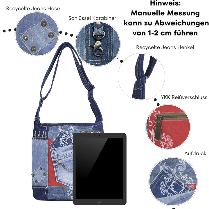 Sunsa Damen Tasche Umhängetasche, Canvas bag, Jeans/Denim Taschen, Hobo Schultertasche Damentaschen