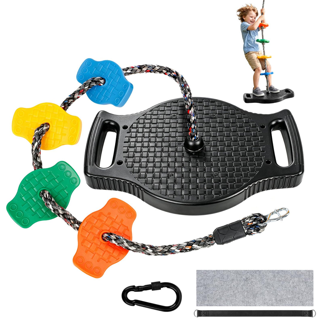 Kletterseilschaukel Outdoor, Schaukel mit Plattform&Plattensitz | 4-in-1 Kletterseil Schaukel mit ve