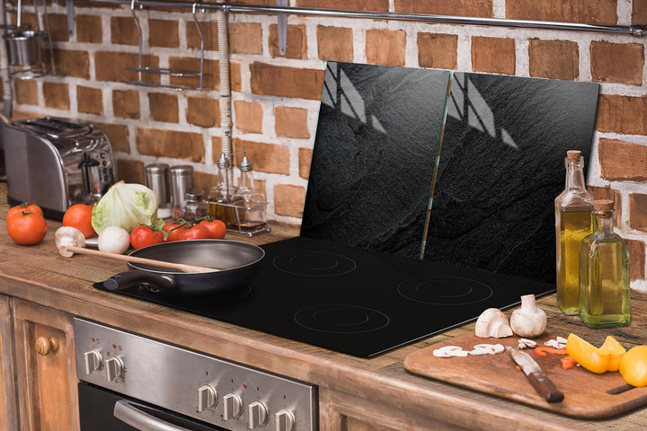TMK ArtDeko Herdabdeckplatte 2 Teilig 40x52 + 60x52 cm - Spritzschutz Herdabdeckung – Herdschutz aus