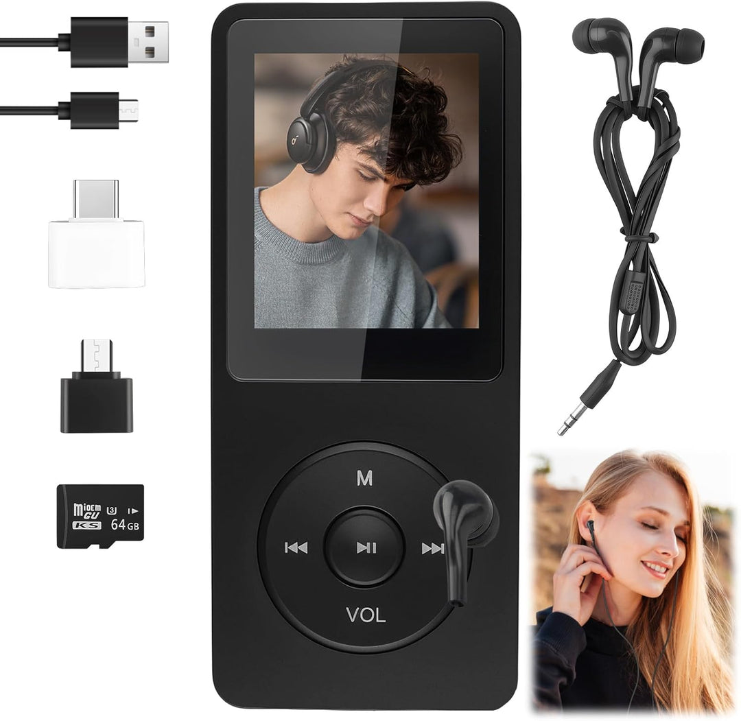 64GB MP3 Player Bluetooth 5.3, Musikplayer mit Lautsprecher & HD-Klang, HiFi-Sound Verlustfreier Aud