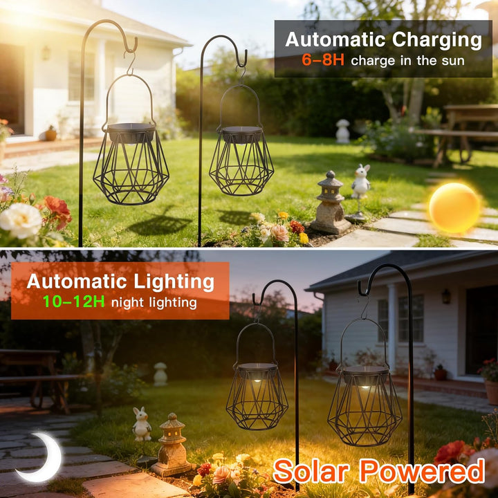 Ketom 2 Stück Solarlaterne für Aussen Stehend, Solarlampen für Aussen Hängend, IP65 Wasserdicht Häng