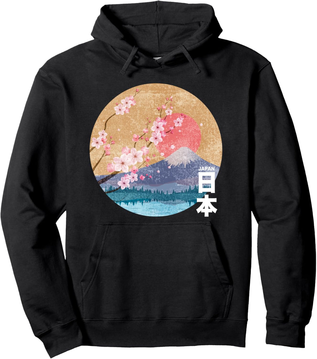 Cherry Blossom Shirt Japanisches Berg Fuji Woodblock Art Japan Pullover Hoodie