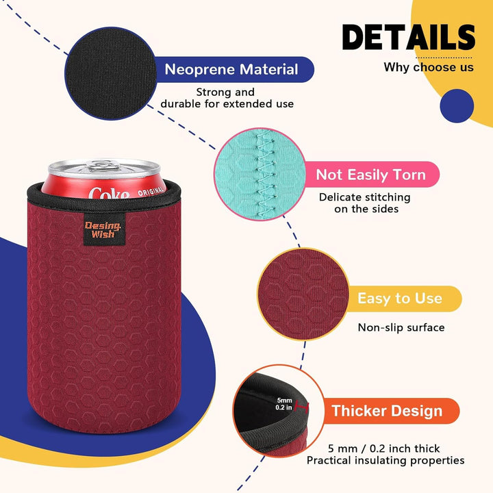 6 Stück 12oz Standard Neopren Dosenkühler Isolierte Bierdosenabdeckung Wiederverwendbare Dosenhülle