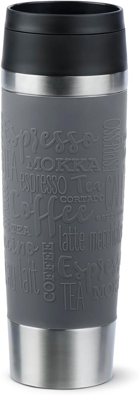 Emsa N20223 Travel Mug Classic Isolierbecher 0,5 Liter | neuer Komfort-Schraubverschluss | Edelstahl