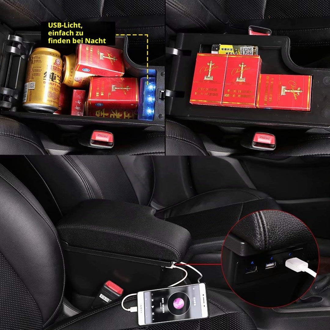 für Juke Armlehnen Doppelschicht Consoles Armlehne Box Auto Aufbewahrungsbox Alles schwarz, Alles sc