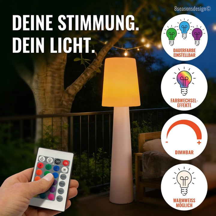 8 seasons design LED Stehlampe No. 1-160cm gross (Rosa), E27, RGB Farbwechsel, dimmbar, Fernbedienun