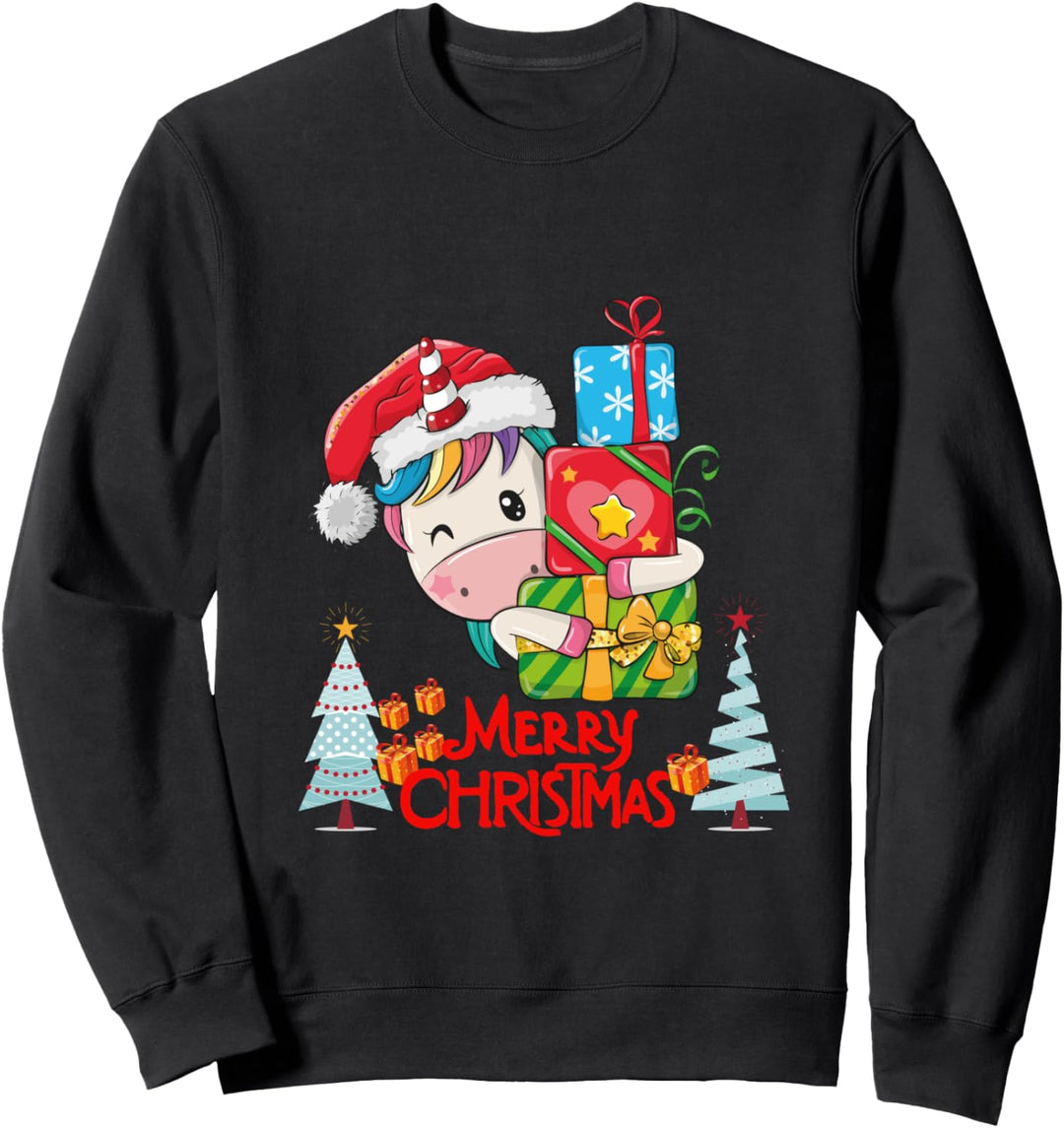 süsses Weihnachtsoutfit Partnerlook Geschenk Santa Einhorn Sweatshirt