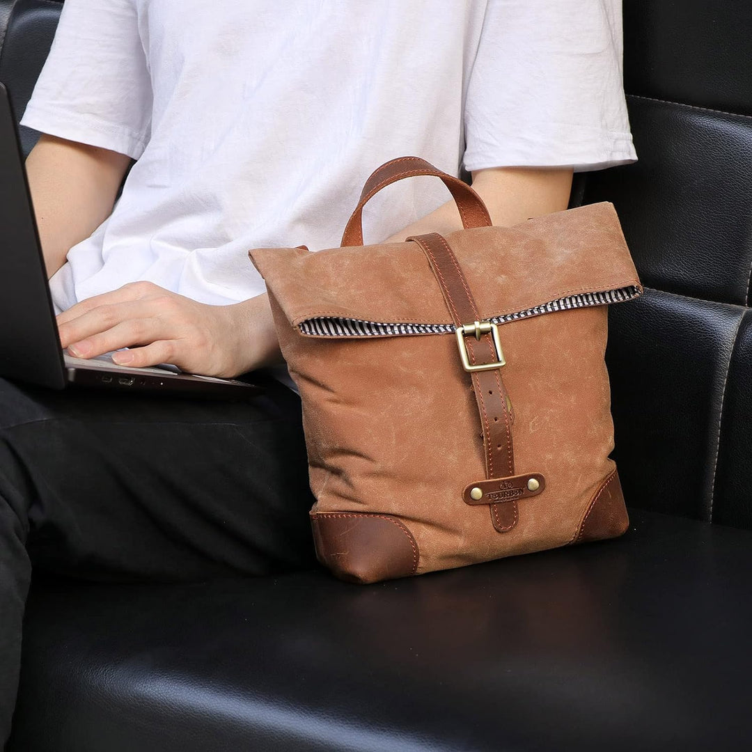 Tourbn Tourbon T-TB1250CA Fahrradtasche aus Wachs-Leinen-Leder, für Damen, Schultertasche, Kuriertas