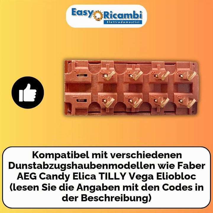 EasyRicambi – Dunstabzugshaubenschalter für Haubenmotorgeschwindigkeit, 8 Kontakte 4 Positionen 0-I-