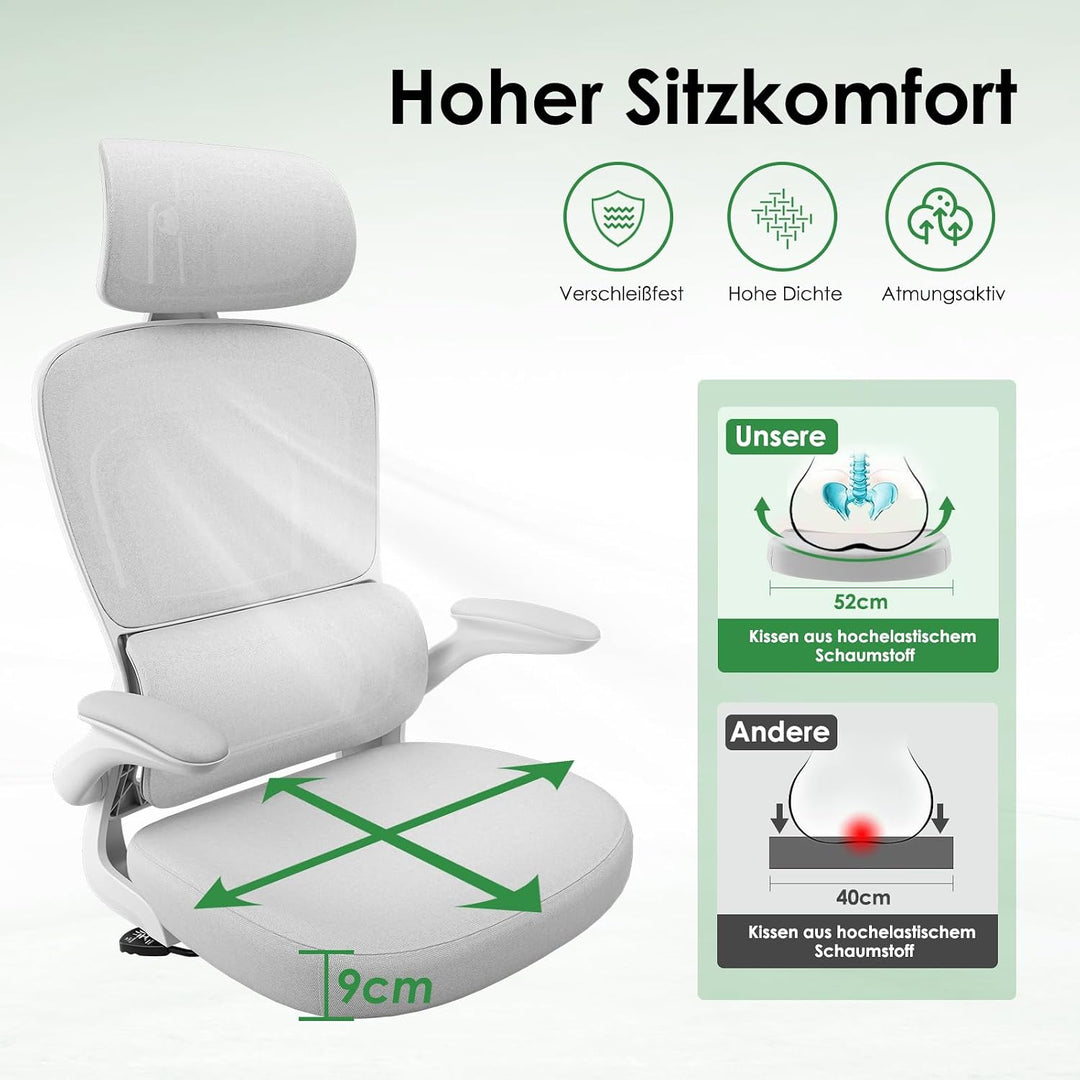 Farini Ergonomischer Stuhl Büro Computer Stuhl mit Rollen Schreibtisch für Bequemer Home Office Höhe
