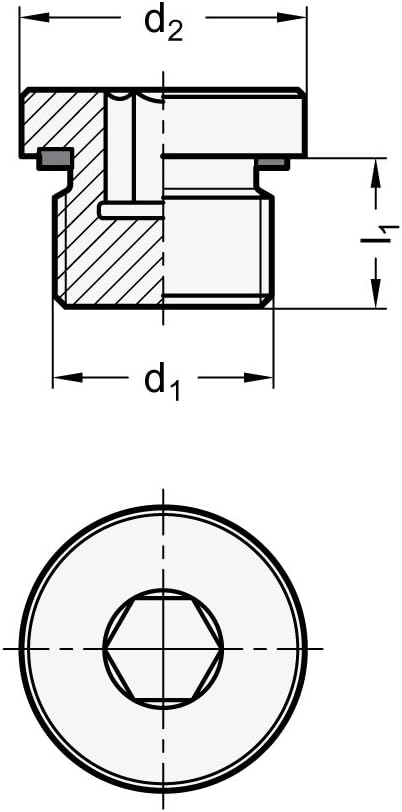 Ganter Normelemente GN 749-M16X1,5-A - Verschlussschrauben, Silber, Feingewinde d1: M16x1,5, 10 Stüc