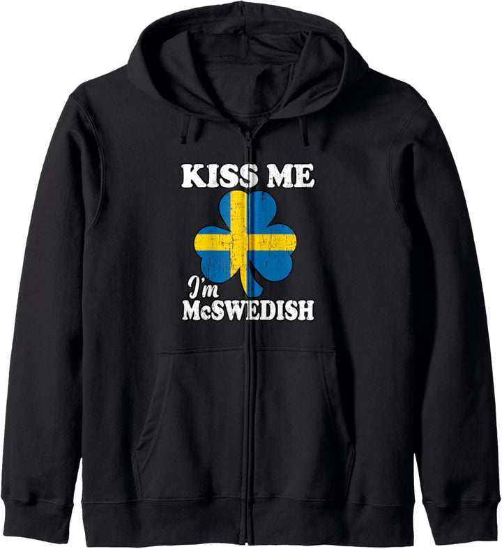 Küss mich, ich bin McSwedish Swedish Flag Irish Shamrock Kapuzenjacke