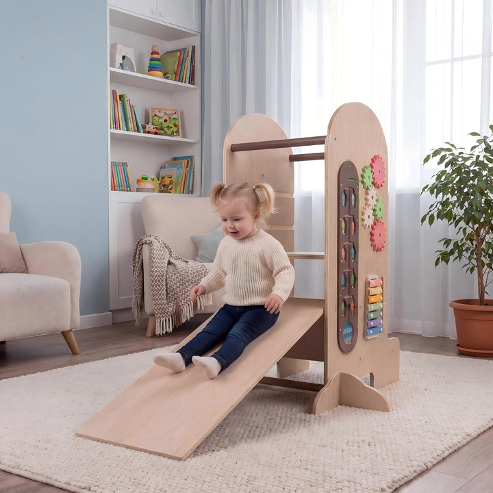 DREAMADE 4 in 1 Lernturm mit Rutsche, Trittleiter mit 3 verstellbaren Höhen | Tritthocker Montessori