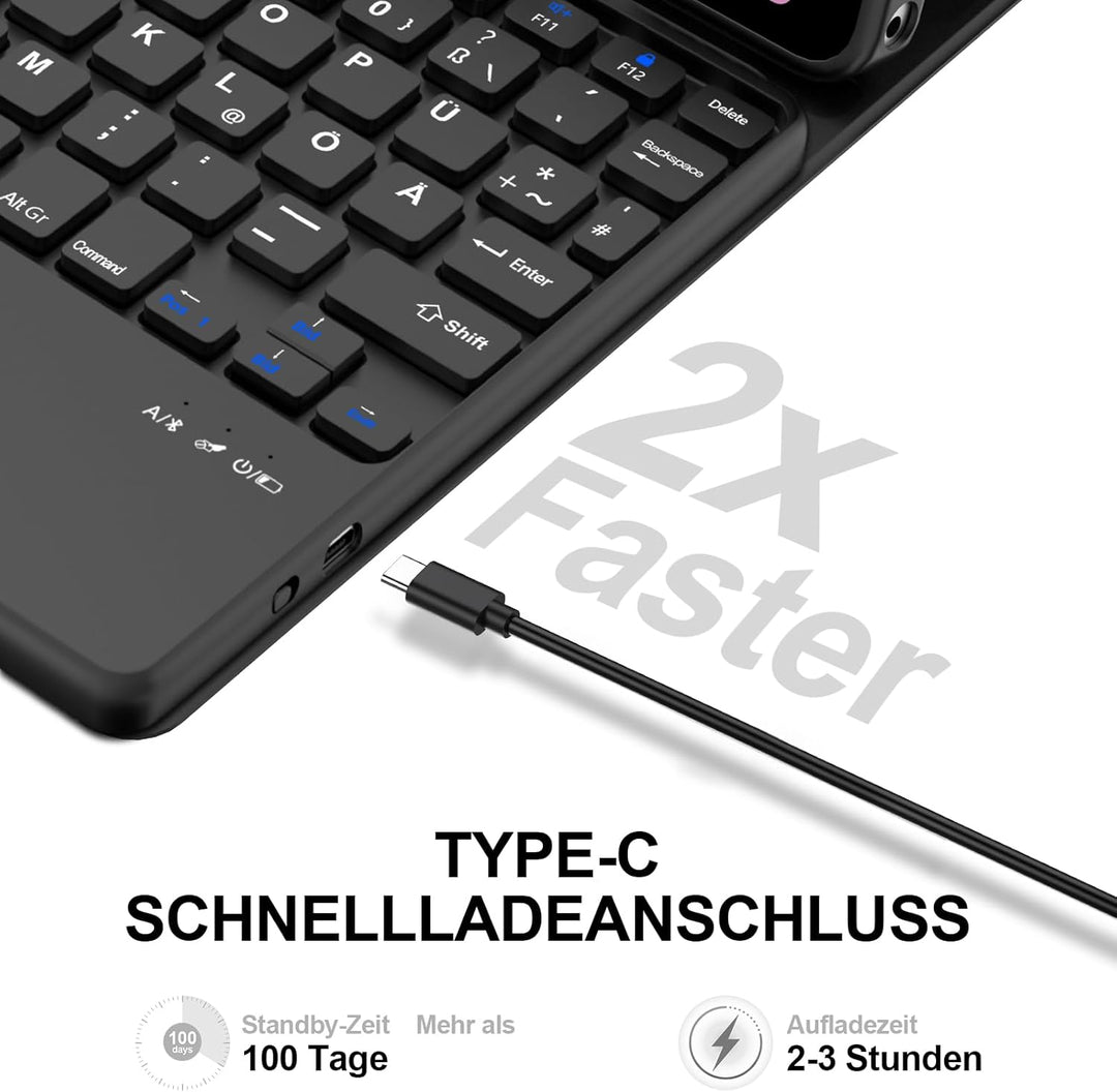 IVEOPPE Hülle mit Tastatur für Lenovo Idea Tab 11" 2025 Con Touchpad, Bluetooth Abnehmbare Magnetisc