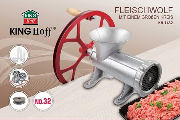 Gusseisen Fleischwolf Grösse 32 für manuellen und elektrischen Antrieb mit Zubehör KINGHOFF