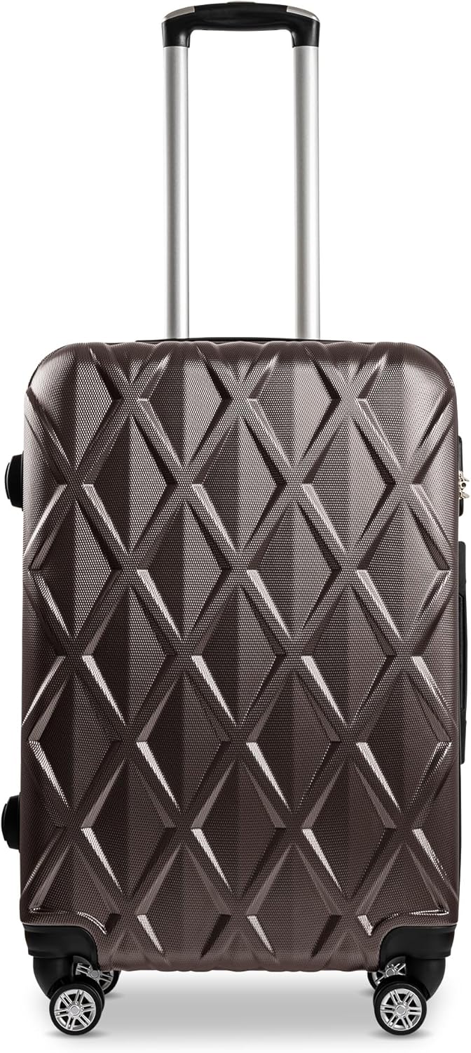 2er Hartschalen-Kofferset Braun (M+L) | Premium-Qualität ABS-Gepäcktrolley & Design-Muster | Origina