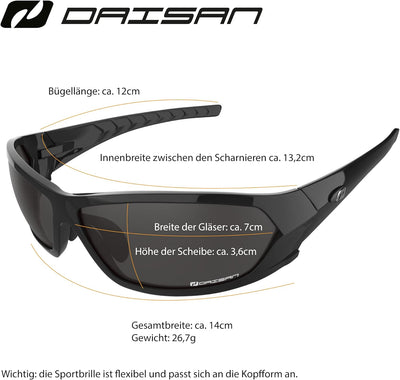 Daisan Sonnenbrille polarisierende Sportbrille Herren Motorrad Biker
