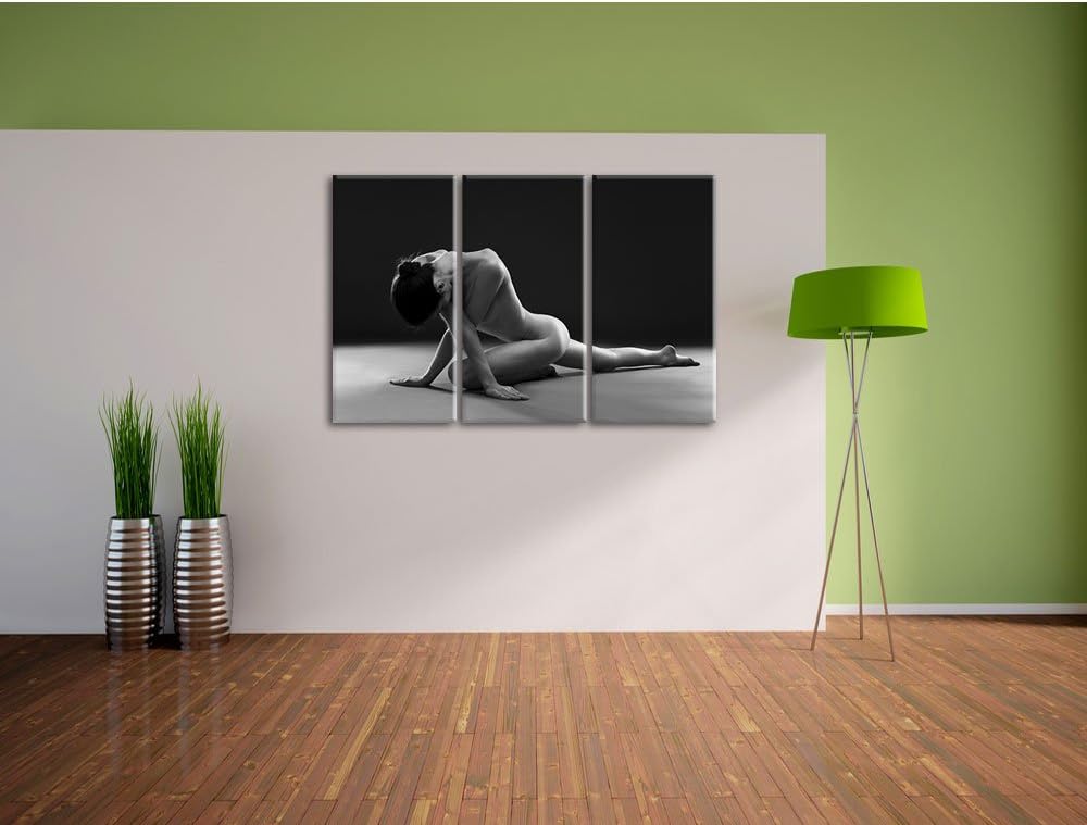 Pixxprint Schöne sexy Frau Macht Yoga als Leinwandbild/Grösse: 3 Teilig (120x80 cm) cm/Wandbild/Kuns