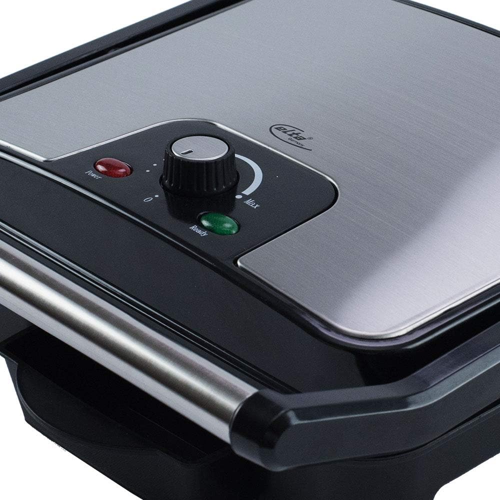 Elta Edelstahl Kontaktgrill KG-201 ( 2000 Watt, Edelstahl, Fettablaufsystem, stufenlos regelbar, Coo