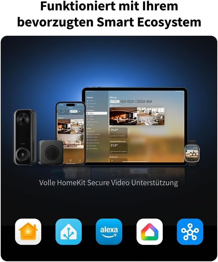 Aqara Türklingel-Kamera G400 mit Chime, Kabelgebunden/PoE, HomeKit Secure Video, 2K HD Panoramaansic