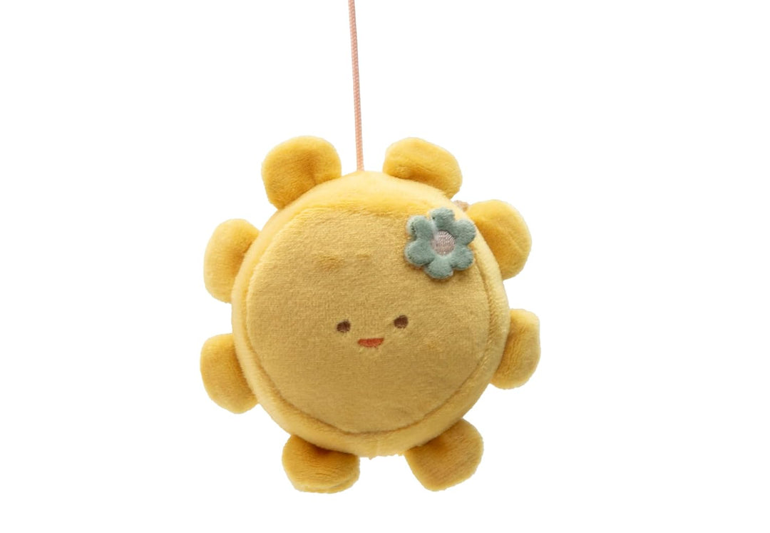 Jollein Mobile Baby – Pretty Picnic – Holzring mit Stofffiguren – Sonne, Blume, Biene & Marienkäfer