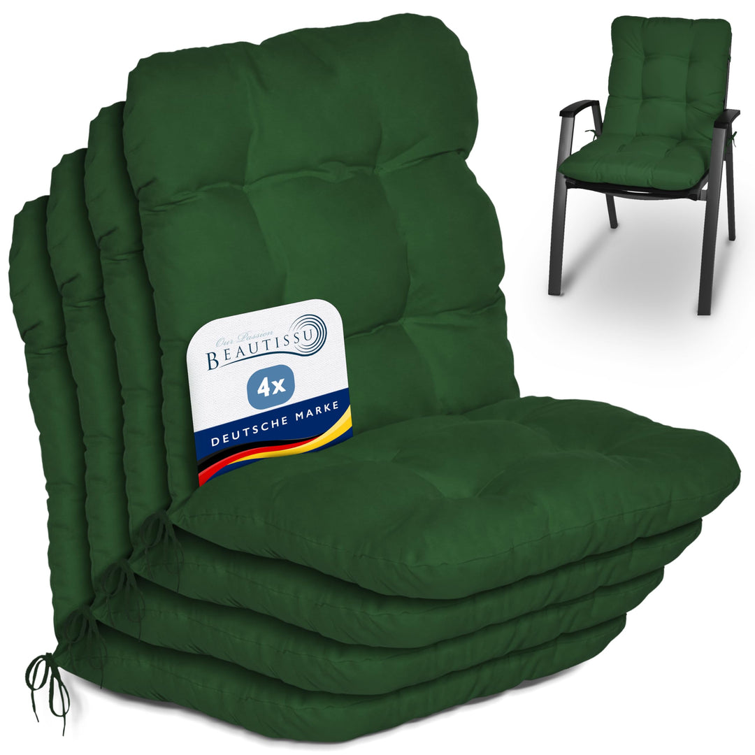 Beautissu 4er Set Niedriglehner Auflagen Set Flair NL Stuhlauflage 100x50x8cm Sitzkissen Niederlehne