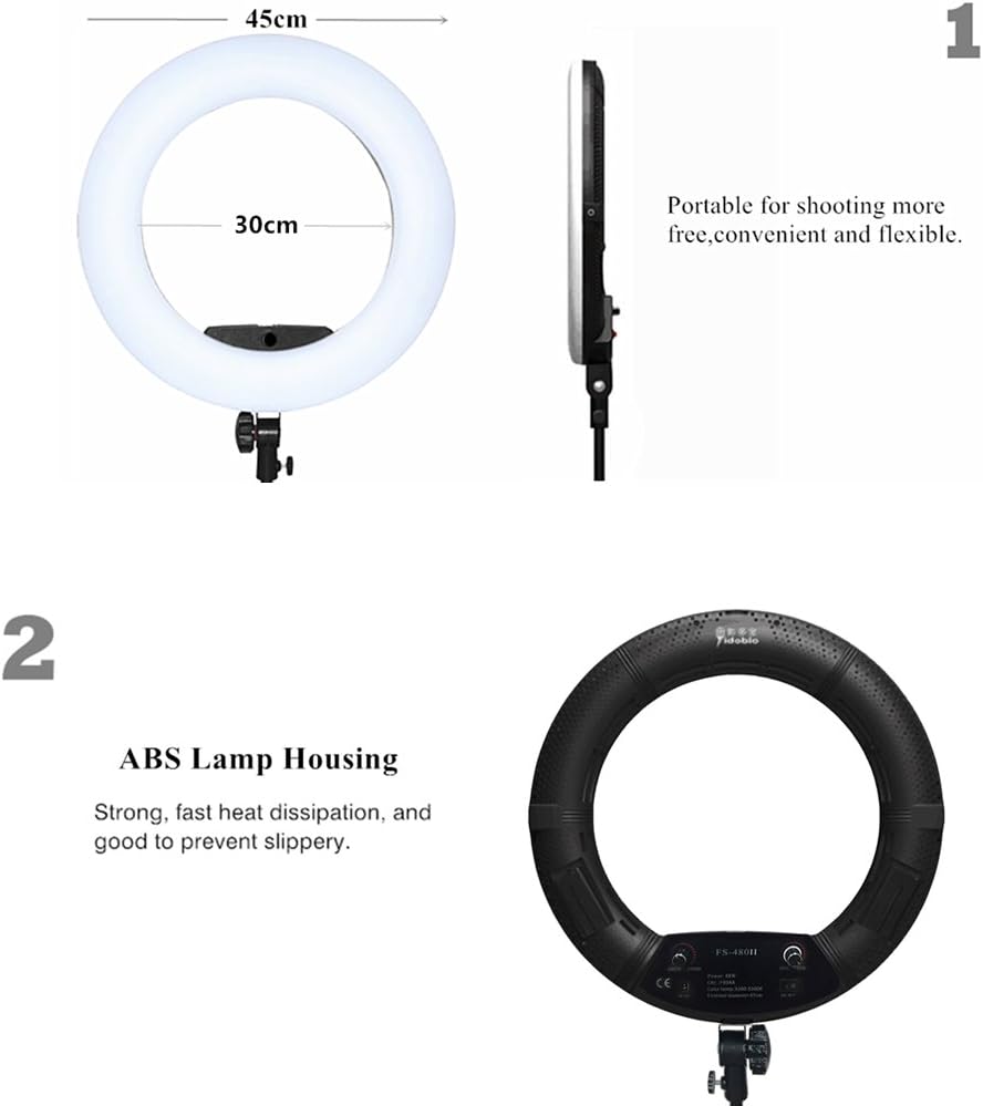 YIDOBLO FS-480II 5500K Bio-Farbkamera Foto / Studio / Telefon / Video 18 '' 480 LED Ringlicht LED La
