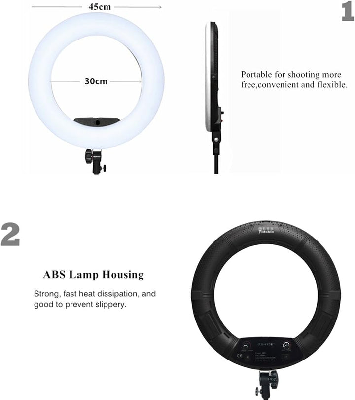 YIDOBLO FS-480II 5500K Bio-Farbkamera Foto / Studio / Telefon / Video 18 '' 480 LED Ringlicht LED La