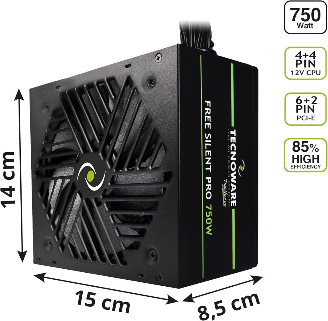 Tecnoware Netzteil Free Silent PRO 750 für erweiterte PCs mit NVIDIA GeForce GTX - RTX Grafikkarte,
