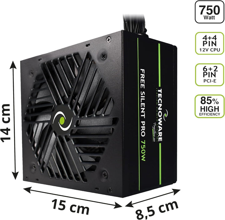 Tecnoware Netzteil Free Silent PRO 750 für erweiterte PCs mit NVIDIA GeForce GTX - RTX Grafikkarte,