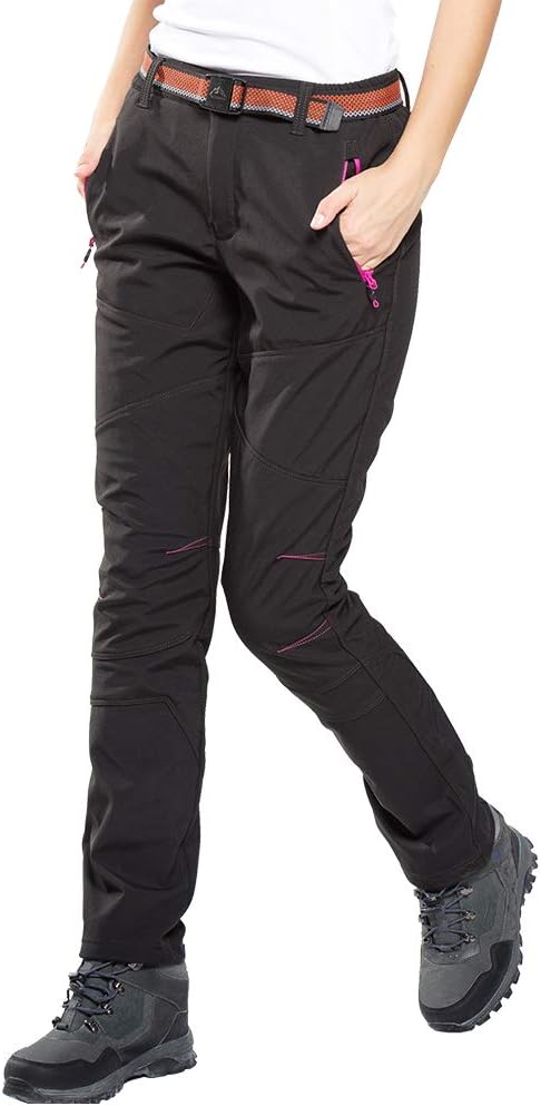 FLYGAGA Damen Outdoorhose Softshellhose Wanderhose Gefüttert Fleece Warm Wasserdicht Winddicht Softs