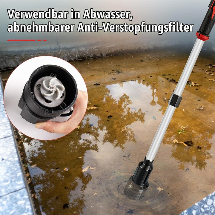 Kabellose Stabwasserpumpe, kompatibel mit Milwaukee M18, Förderleistung 3600 l/h, tragbare Wasserpum