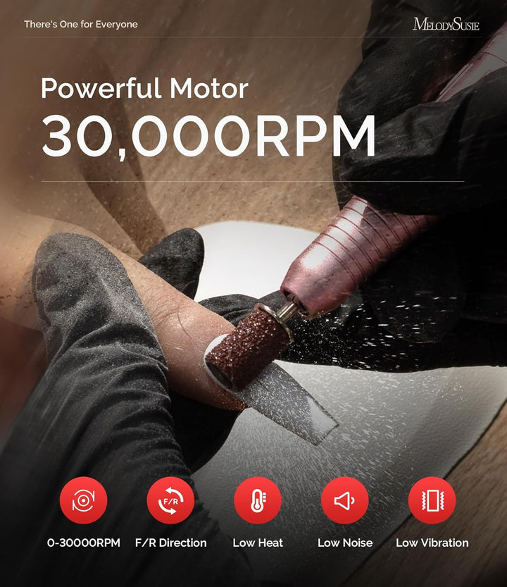 MelodySusie Elektrischer Nagelfräser, SC320G 30000U/MIN Professionelles Nagelfeilen-Bit & Schleifbän